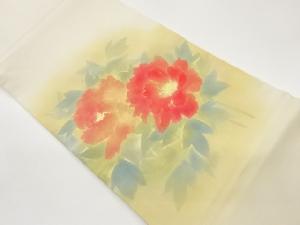 塩瀬金彩手描き牡丹模様名古屋帯